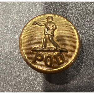 Vintage P.O.D Post Office Delivery Brass Uniform Button 7/8” Antique Collectible